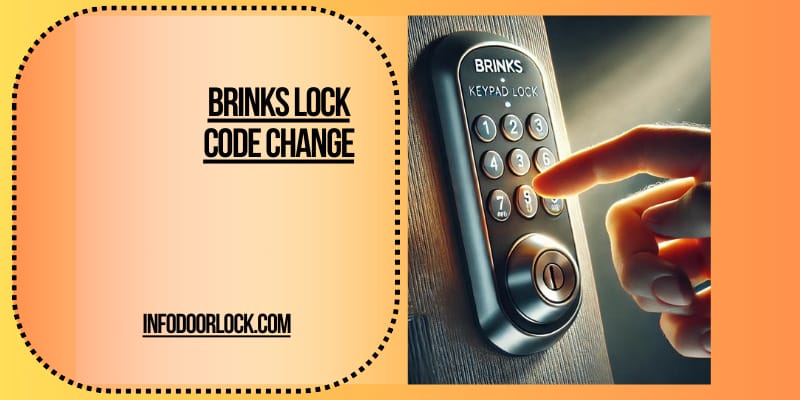 "Finger pressing keypad on Brinks door lock to change security code."